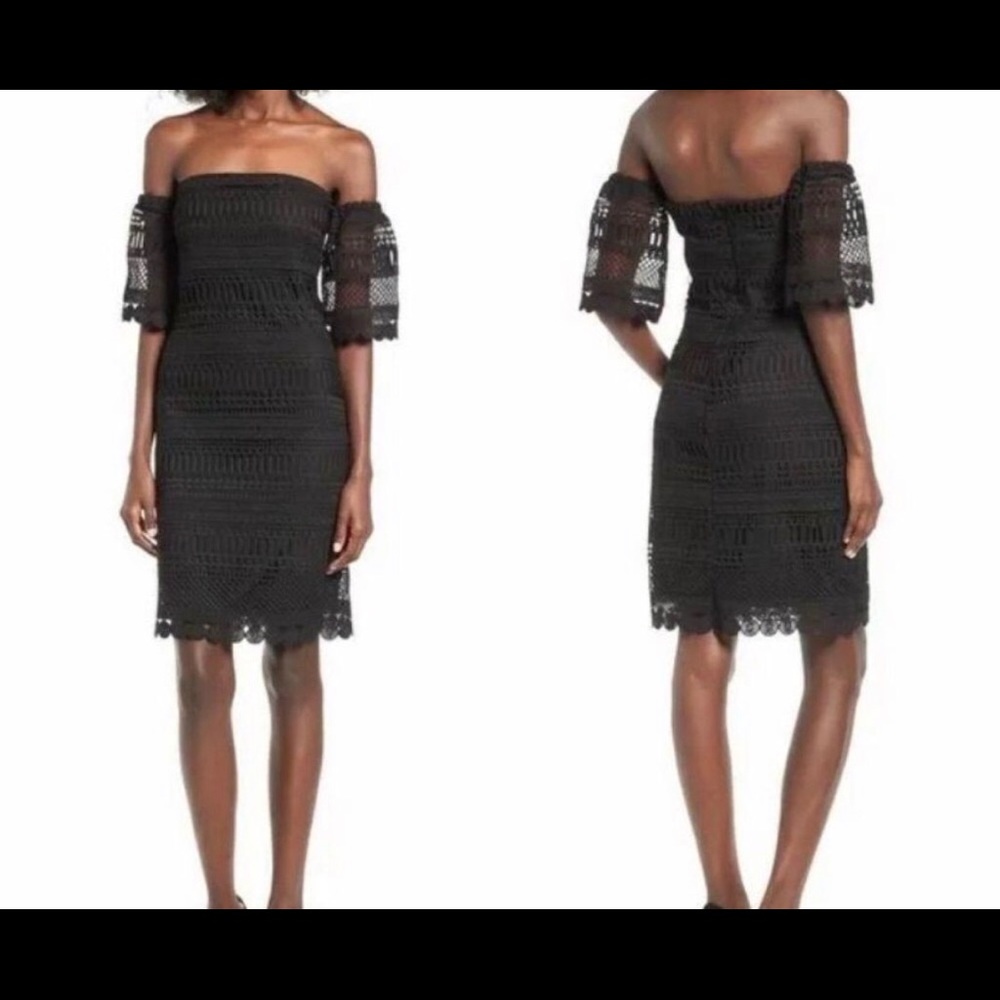 Leith black off-shoulder cocktail dress